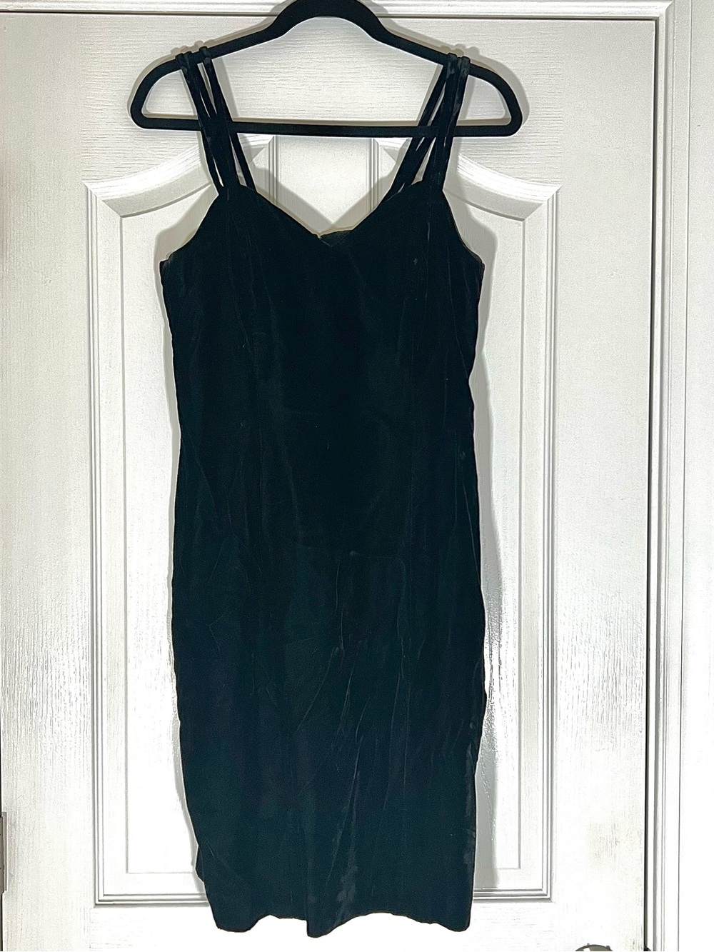 Positively Ellyn Women’s S Black Velvet Satin Trim Dress Spaghetti Strap USA
